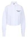 Off-white Embroidered Detail Poplin Cropped Shirt In White