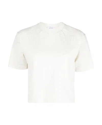 Off-white Embossed-pattern Cotton T-shirt In White