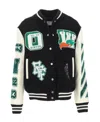 Off-white Embr Patches Embroidered Varsity Jacket In Black