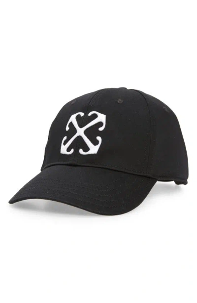 Off-white Embroidered Arrow Drill Baseball Cap In Black