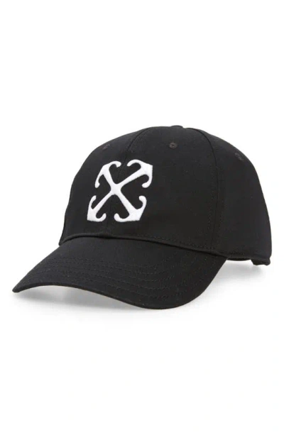 Off-white Embroidered Arrow Drill Baseball Cap In Black White