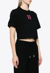 Off-white Crop T-shirt In Black Cotton In Black