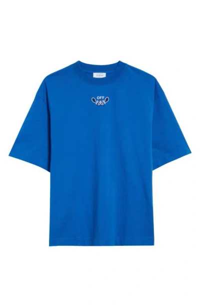 Off-white Arrow Bandana-embroidered Cotton T-shirt In Nautical Blue