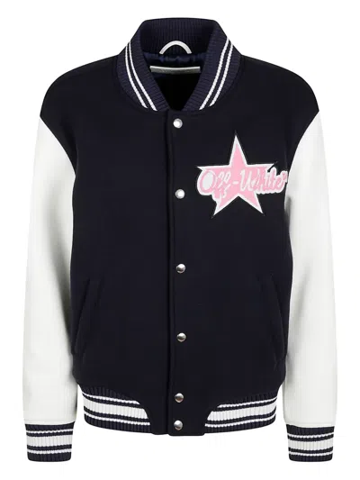 OFF-WHITE EMBROIDERED BOMBER JACKET