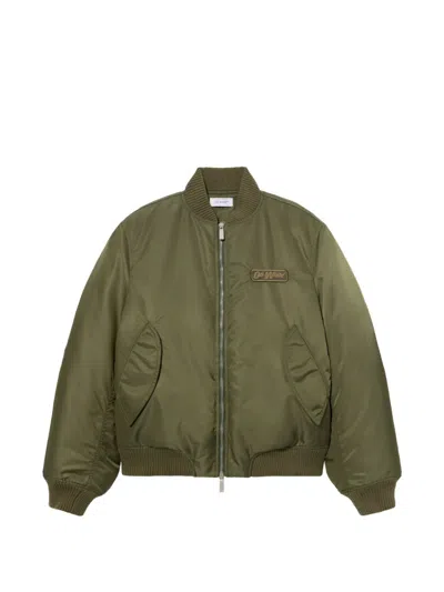 Off-white Embroidered Bomber Jacket In Green