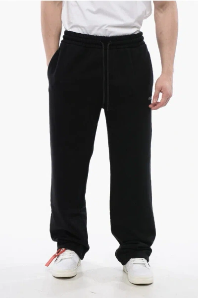Off-white Embroidered Book Brushed Cotton Joggers In Black