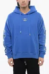 Off-white Embroidered Brushed Cotton Bandana Arrow Hoodie In Blue