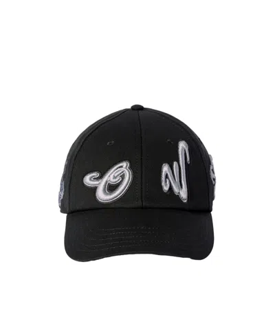 Off-white Embroidered Cotton Cap In Black