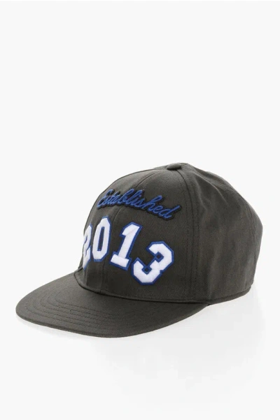 Off-white Embroidered Cotton Twill Cap In Green