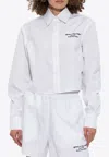 Off-white Embroidered Detail Poplin Cropped Shirt In White