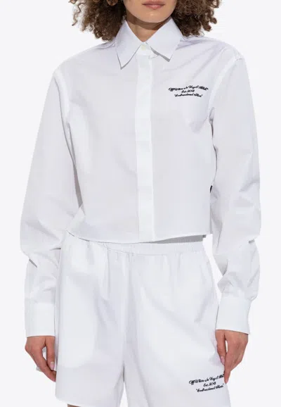 Off-white Embroidered Cropped Shirt In White