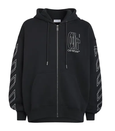 Off-white Embroidered Double Arrow Hoodie In Black