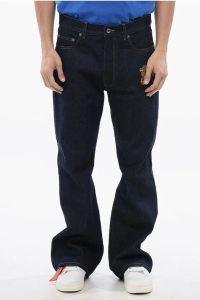 Off-white Embroidered Flare-fit 90slogo Jeans In Black
