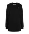 Off-white Embroidered Floral Arrow Sweatshirt Dress In Black