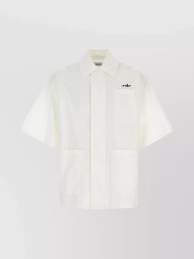 Off-white Embroidered Short-sleeve Shirt In Cream