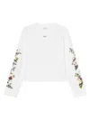 Off-white Arrow Flower Cropped Crew Neck Logo Sweatshirt In White