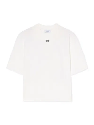 Off-white Embroidered Flowers Boxy Logo Tee In Multi