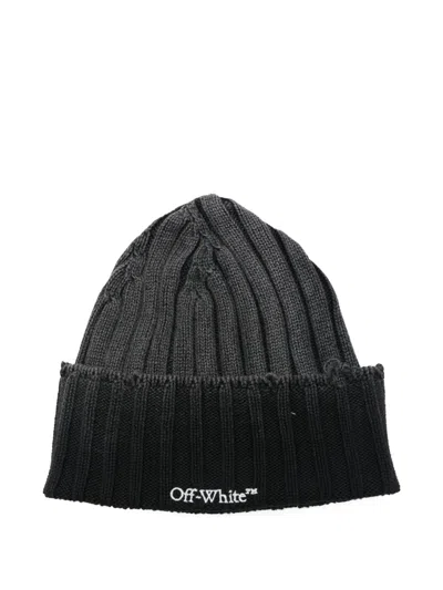 OFF-WHITE EMBROIDERED-LOGO BEANIE