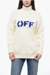 Off-white Embroidered Logo Boiled Turtle Neck Sweater