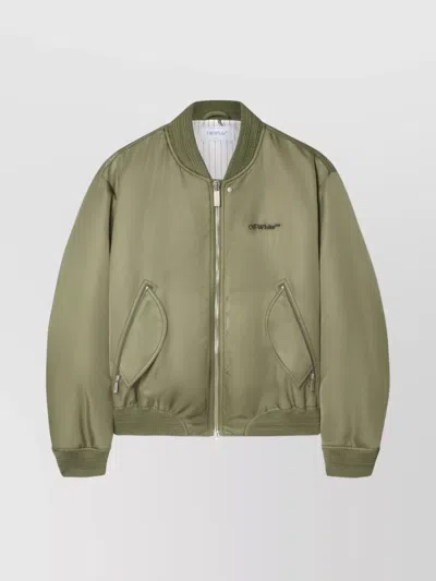 OFF-WHITE EMBROIDERED LOGO BOMBER JACKET