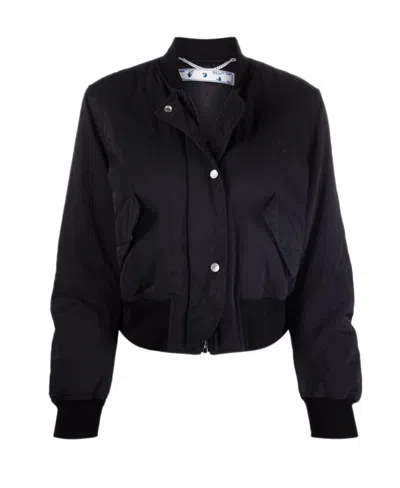 Off-white Embroidered Logo Bomber Jacket In Black