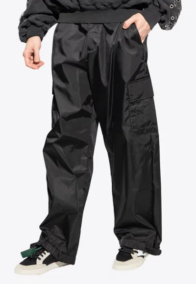 Off-white Embroidered Logo Cargo Pants In Black