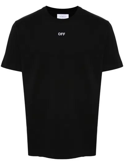 Off-white Embroidered-logo Cotton T-shirt In 1001 Black - White