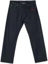 Off-white Embroidered-logo Jeans In 4625 Navy Blue - Red