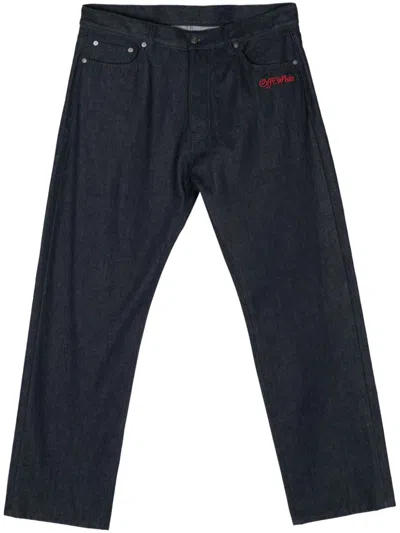 OFF-WHITE EMBROIDERED-LOGO JEANS