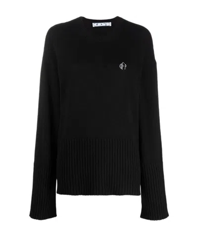 Off-white Embroidered Logo Jumper In Black