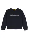 Off-white Big Bookish Logo-print Long Sleeve Cotton Jersey Tshirt In Blue