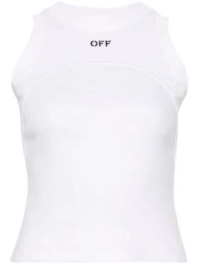 OFF-WHITE EMBROIDERED-LOGO RIBBED TANK TOP