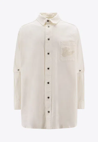 OFF-WHITE EMBROIDERED LOGO SHIRT