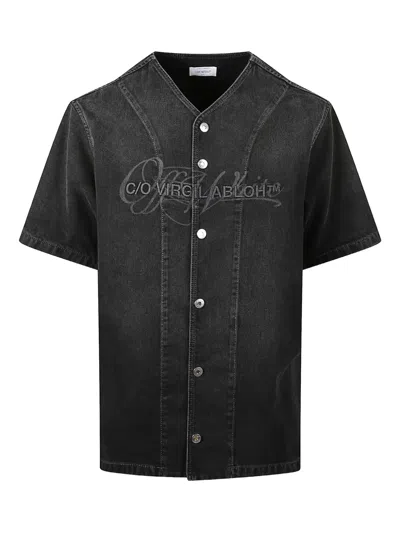 Off-white Embroidered-logo Short-sleeve Shirt In Black