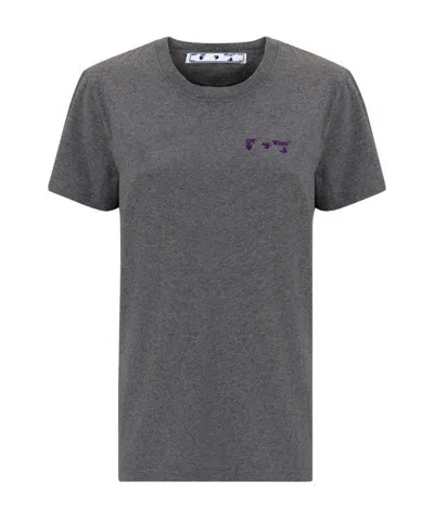 Off-white Embroidered Logo T-shirt In Black