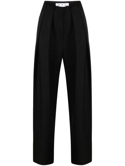 Off-white Embroidered-logo Tailored Trousers In Black