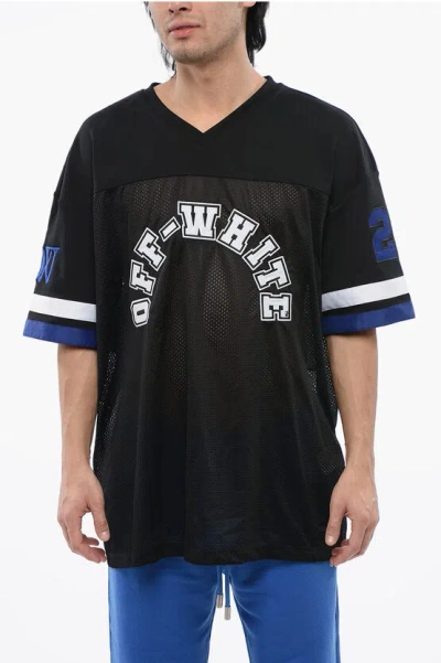 OFF-WHITE Mesh T-shirt FOOTBALL Embroidered