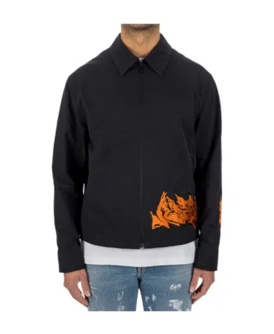 Off-white Embroidered Motif Zipped Jacket In Black