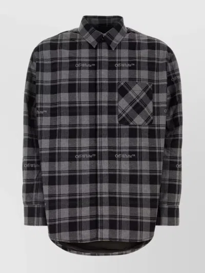 Off-white Embroidered Oversize Flannel Shirt In Black
