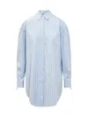 Off-white Embroidered Poplin Shirt Dress In Blue