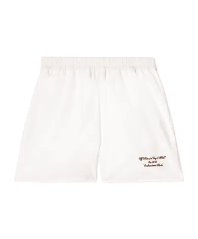 Off-white Embroidered Poplin Shorts In White