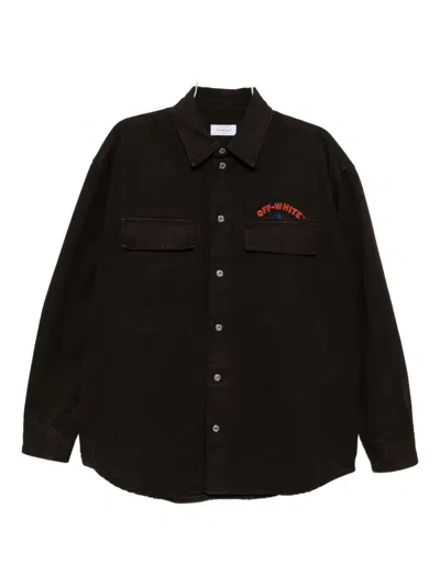 Off-white Embroidered-print Shirt In Brown