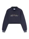 Off-white Embroidered Script Logo Crop Polo Sweater In Multi