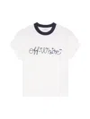 Off-white Embroidered Script Logo Fitted Logo Tee In White