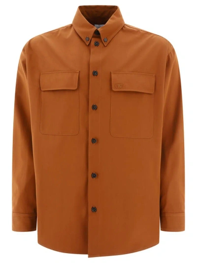Off-white Embroidered Shirt In Brown