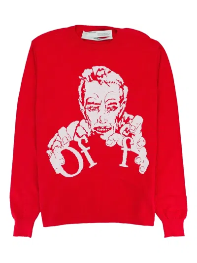 Off-white Embroidered Sweatshirt In Red