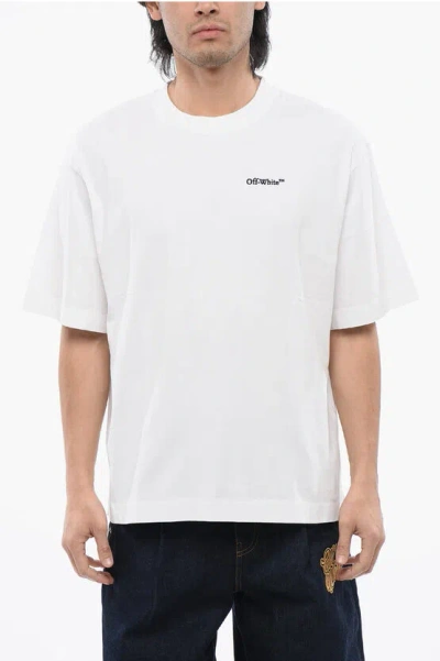 Off-white Embroidered Tattoo Arrow Skate Crewneck T-shirt In White