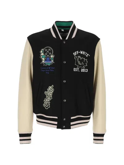 Off-white Embroidered Varsity Jacket In Multi