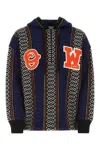 Off-white Geometric-patterned Alpaca-blend Hoodie In Brown