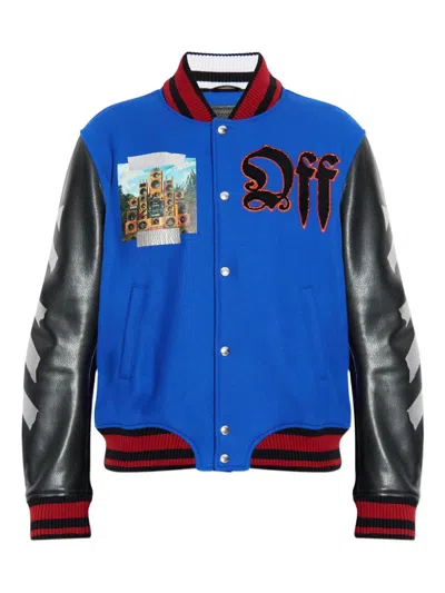 OFF-WHITE EMBROIDERY-LOGO BOMBER JACKET